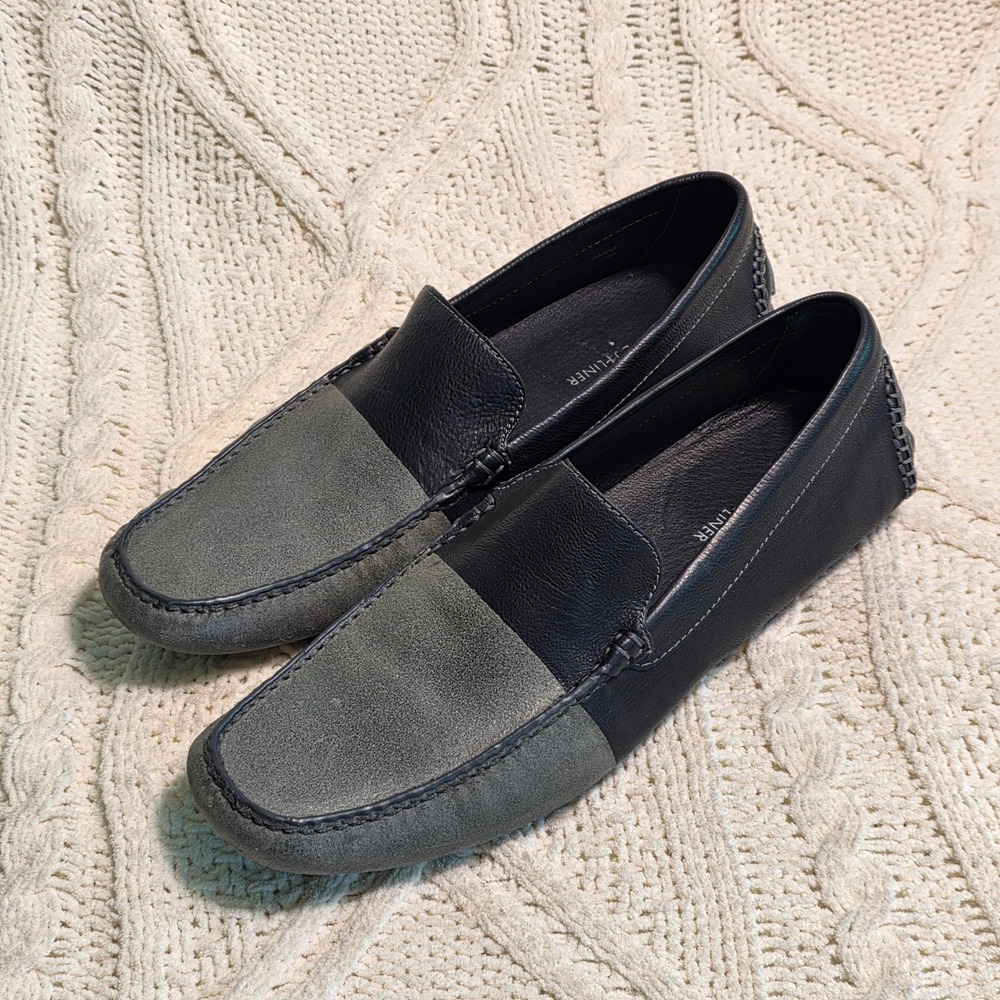 Donald J Pliner Dannel Loafers Black Gray Leather Suede Driving Shoes Mens 10M